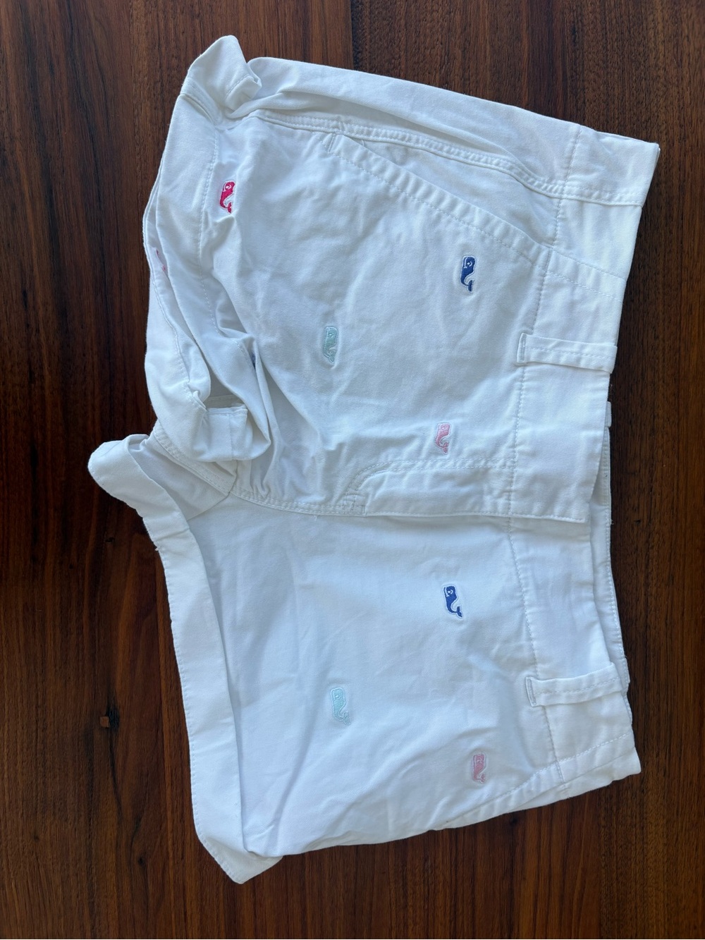 Vineyard Vines White High-Waist Embroidered Whale Shorts